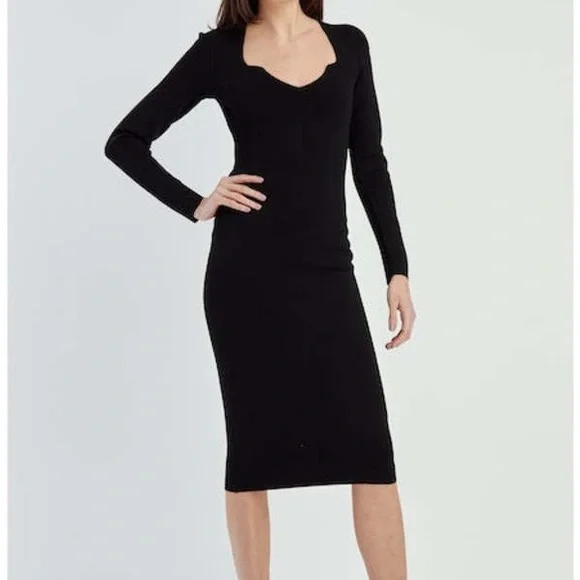 crochet knit midi dress Clotilde Black crochet-knit midi dress, S / Black